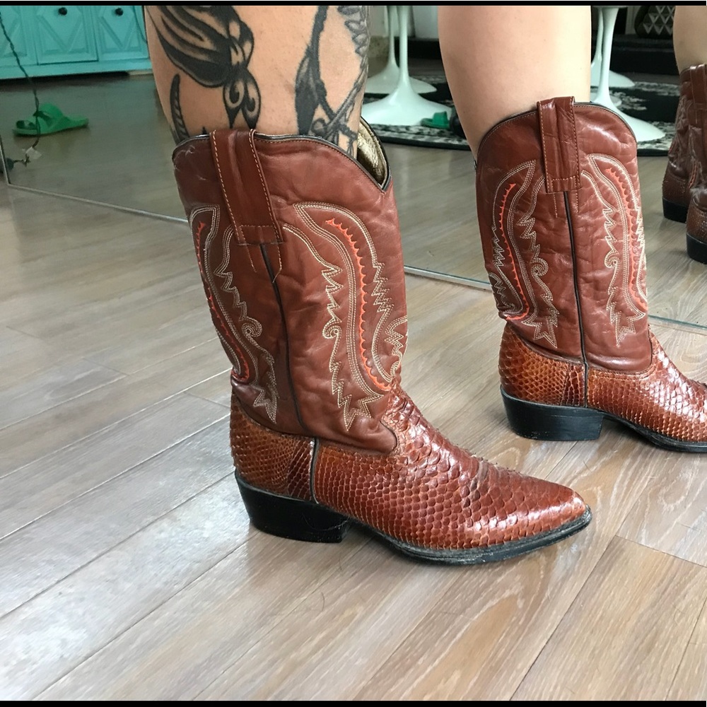 Brown cowboy boots